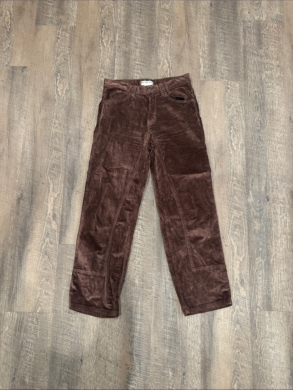FREE PEOPLE Corduroy Straight-Leg Pants in Deep Brown